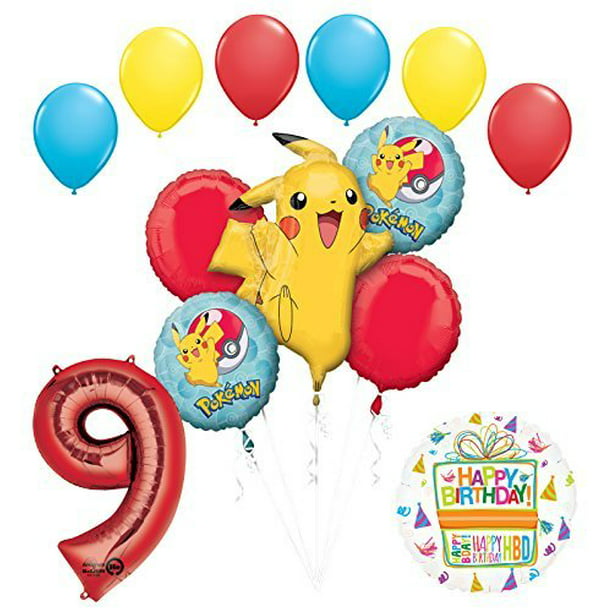 Pokemon 1-9 Birthday Balloon Bouquet 5 pcs Boys Birthday Party 